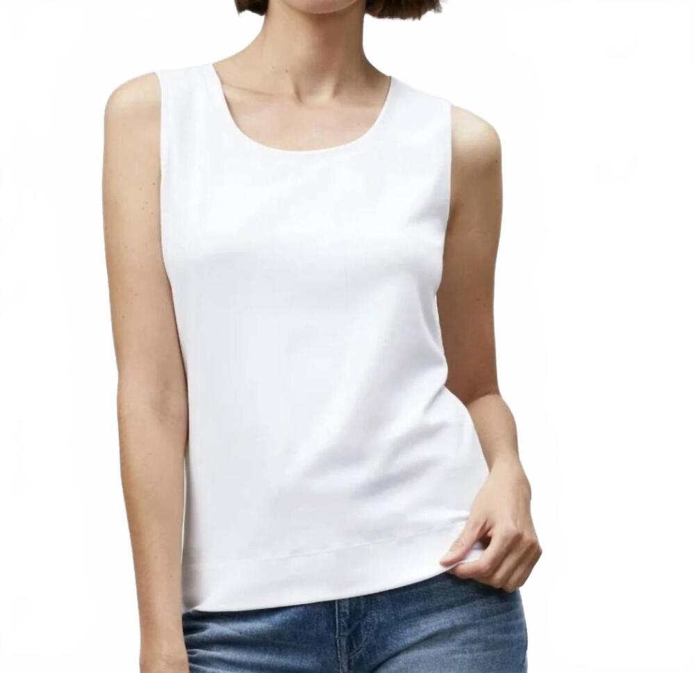NEW LAFAYETTE 148 cotton rib scoop neck tank top in white